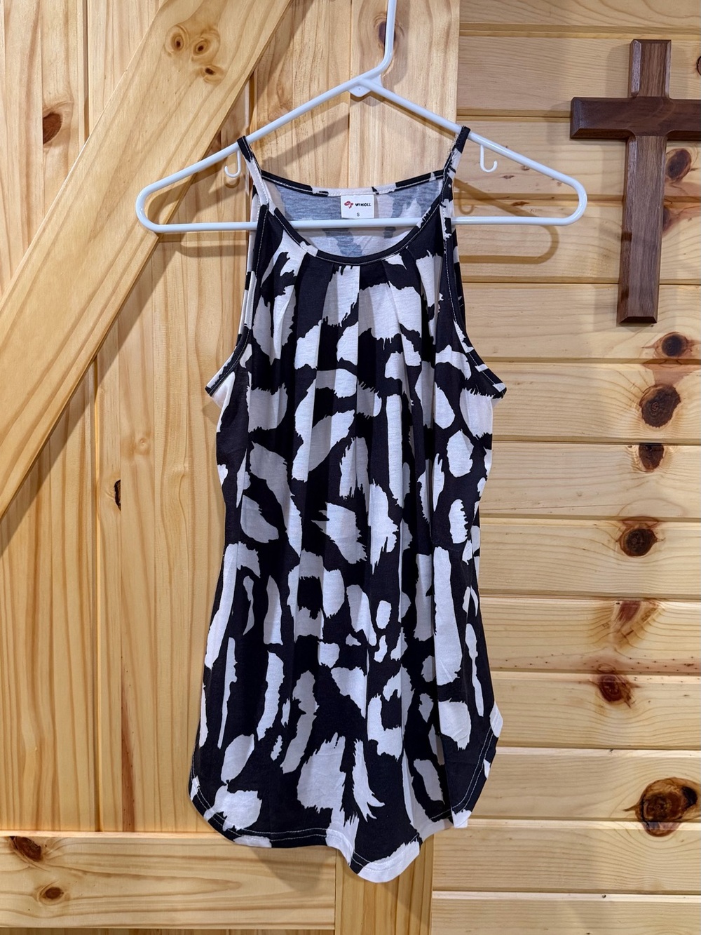 Size Small Black and White Printed Halter Tank Top